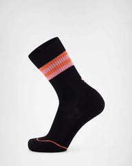 Signature Merino Crew Sock- Black / Flamingo / Sun Orange