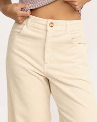 Pantalon taille haute en velours côtelé à chute libre