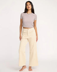 Pantalon taille haute en velours côtelé à chute libre