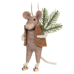 Souris patineuse avec décoration d'arbre