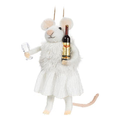 Souris d'hiver avec décoration de vin et de verre