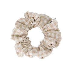 Chouchou élastique à cheveux en lin à carreaux