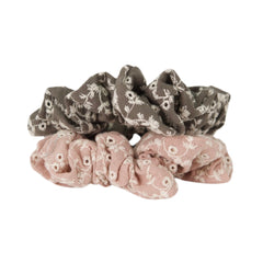 Chouchou élastique à cheveux fleurs brodées crème