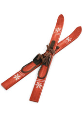 Décoration ski bois rouge