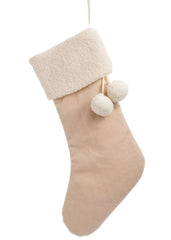 Bas de Noël en corduroy beige