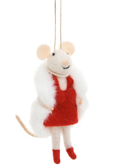 Ornement souris chic laine