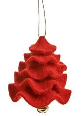 Arbre décoratif en mélange polyester/laine, rouge, 3,5 x 4