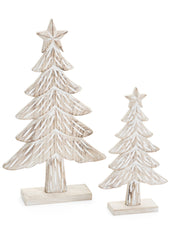 Décoration sapin bois naturel / blanc