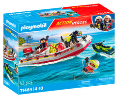Playmobil Action Heroes - Bateau de pompier et scooter des mers