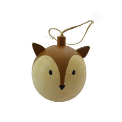 Ornement boule en bois renard