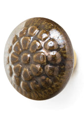 Poignée en céramique marron avec motif en relief