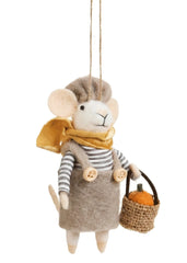 Souris citrouille, chandail de laine ligné et foulard