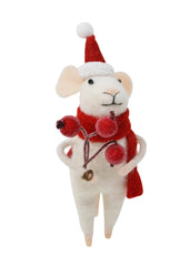 Ornement souris foulard rouge