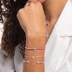 Bracelet cœur avec perles argent