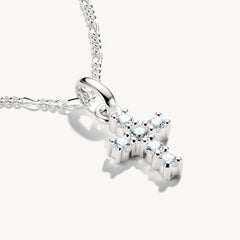 Pendentif Charm croix avec pierres blanches Connect argent