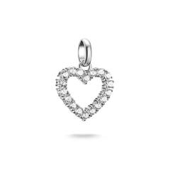 Pendentif Charm cœur avec pierres blanches Connect argent