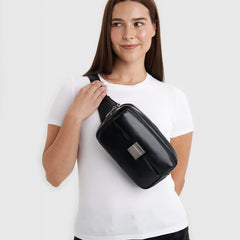 Le Hazel - Sac banane puffy en cuir vegan