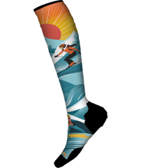Women's Ski Targeted Cushion Steep Days Print OTC Socks