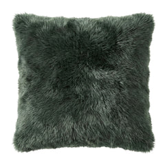 Coussin en fausse fourrure vert foncé