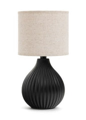 Lampe base noire et abat-jour naturel