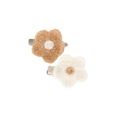 Duo de barrettes en forme de marguerites en crochet