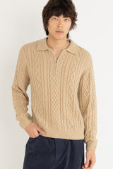 Mohair quarter zip fisherman knit