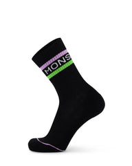 Signature Merino Crew Sock- Black / Lime / Purple