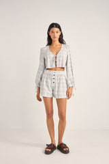 Desi plaid blouson top
